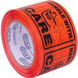 STYLUS LABEL TAPE 75X100MM HANDLE WITH CARE BLACK ON ORANGE 500 LABELS
