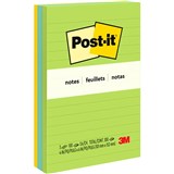 POSTIT NOTES ULTRA COLOUR LINED ASSORTED 6603AU 98X149MM PK3