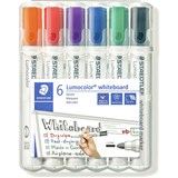 STAEDTLER 351 DRYSAFE BULLET WHITEBOARD MARKER 6 ASSORTED LUMOCOLOR WLT6