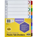 A4 DIVIDERS 10 REINFORCED MYLAR TAB MULTI COLOUR SET