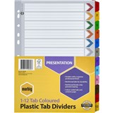A4 DIVIDERS 12 REINFORCED MULTI COLOUR MYLAR TAB 112