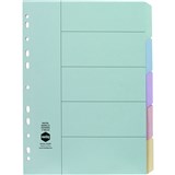 A4 COLOUR DIVIDER 5 TAB ACO 37000 SET  PASTEL