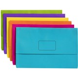 SLIMPICK DOCUMENT WALLET FOOLSCAP MANILLA GUSSETED ASSORTED COLOURS PACK OF 10