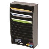 MARBIG WOODEN DESKTOP ANGLED SORTER 12 TIER BLACK