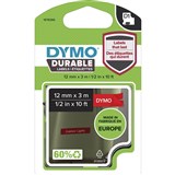 DYMO D1 DURABLE LABELLING TAPE WHITE ON RED 12MM X 3M