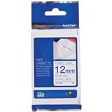 BROTHER TZEFA3 PTOUCH TAPE 12MMX3M BLUE ON WHITE FABRIC