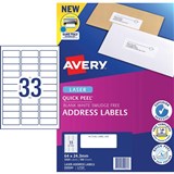AVERY ADDRESS LASER LABELS L7157 33 LPSHT 64X243MM B3300 959060