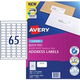 AVERY ADDRESS LASER LABELS L7651 65 LPSHT 381X212MM B6500