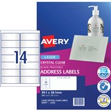 AVERY LASER LABEL L7563 CLEAR 991 X 381 14LPS PK25
