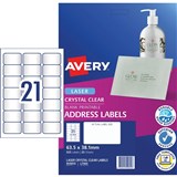 AVERY CLEAR LASER LABELS L7560 21 LPSHT 635 X 381MM PK525