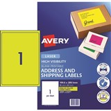 AVERY SIGNAL FLURO LABELS L7167FY25 1 PSht Yellow 25 LABELS