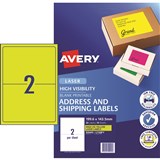 AVERY L7168FY LASER LABELS 2Sht 1996x1435mm Fluoro Yellow Pack of 10