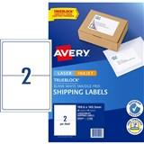 AVERY INTERNET SHIPPING LABELS L7168 2LPSht 1996x1435mm Pack of 20 Laser Labels