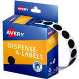 AVERY DISPENSER LABELS CIRCLES DMC14BLK 14MM BLACK 937242 P1050