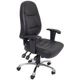 FURNX HIGH BACK TASK CHAIR BLACK PU CHROME BASE WITH ARMS