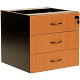 FIXED PEDESTAL 3 Drawer Beech  Charcoal
