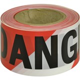 MAXISAFE BARRICADE TAPE DANGER Black On RedWhite 75mm x 100m