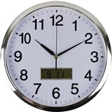 ITALPLAST LCD WALL CLOCK 36cm Chrome FrameWhite Face