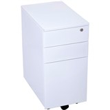 GO STEEL MOBILE PEDESTAL SLIMLINE Metal 3 Drawer 1 File Metal White