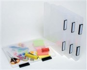 A4 PLASTIC FILE CASE CLEAR WBLACK CLIPS PLASTIC