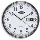 CARVEN WALL CLOCK 285mm Silver Rim With Date