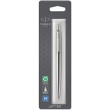 PARKER JOTTER BALLPOINT PEN STAINLESS STEEL CHROME TRIM BLUE