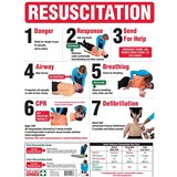 TRAFALGAR RESUSCITATION CHART FAC WORKPLACE SAFETY POSTER 450WX600MMH