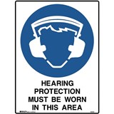 BRADY MANDATORY SIGN Hearing Protection 450x600mm Metal