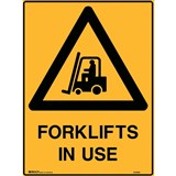 BRADY WARNING SIGN Forklifts In Use 600x450mm Polypropylene