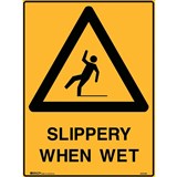 BRADY WARNING SIGN Slippery When Wet 600x450mm Polypropylene