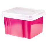 ITALPLAST STORAGE FILE BOX WATERMELON BASE CLEAR LID 32L