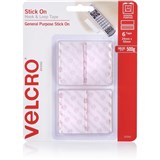 VELCRO BRAND HOOK  LOOP STICK ON 25MM X 50MM WHITE PACK OF 6