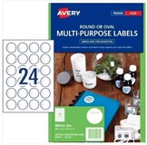 AVERY LASER LABELS A4 24UP 40MM ROUND CLEAR 959164 PK10