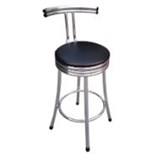PARIS STOOL BLACK FRAME BLACK VINYL SEAT WITH BACK