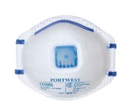 PORTWEST FACE MASK P201 FFP2 VALVED DUST MIST RESPIRATOR PK10