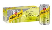 SCHWEPPES ZERO SUGAR LEMON  LIME MINERAL WATER 375ML CANS PK10