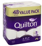 QUILTON 3PLY WHITE TOILET TISSUE PK48