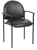 STACKING VISITOR CHAIR WITH ARMS PU BLACK
