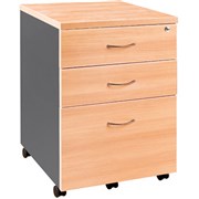 OM MOBILE PEDESTAL 1 Filing 2 Stationery Drawers Beech Charcoal 468W X 510D X 685MMH