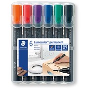 STAEDTLER LUMOCOLOR PERMANENT MARKER 352 BULLET ASSORTED WALLER OF 6