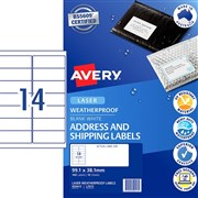 AVERY WEATHER PROOF LABELS LASER 991X381MM WHITE PACK OF 140