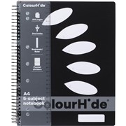 COLOURHIDE NOTEBOOK A4 5 SUBJECT 250 PAGE PP COVER BLACK