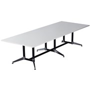 Typhoon Boardroom Table 3200Wx1200mmD 2 Piece White Top Black Legs Chrome Base