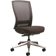 BURO MENTOR MESH BACK TASK CHAIR ALUMINIUM BASE NO ARMS BLACK FABRIC SEAT MESH BACK