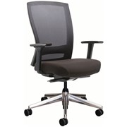 BURO MENTOR MESH BACK TASK CHAIR ALUMINIUM BASE WITH ARMS BLACK FABRIC SEAT MESH BACK