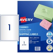 AVERY CRYSTAL CLEAR LASER ADDRESS LABEL 1UP 1996X2891MM 10 SHEETS