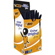 BIC CRISTAL BALLPOINT PEN FINE BLACK BOX OF 50