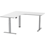 ERGOVIDA SIT STAND CORNER DESK ELECTRIC GREY FRAME WHITE TOP 1800X1800 EED633DG18018075W