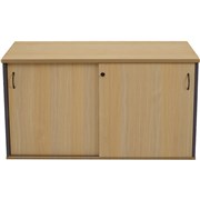 RAPIDLINE CREDENZA SLIDING DOORS 1500W X 450D X 730MMH OAK AND IRONSTONE