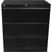 RAPIDLINE GO LATERAL FILING CABINET 3 DRAWER 900WX473DX1016MMH BLACK